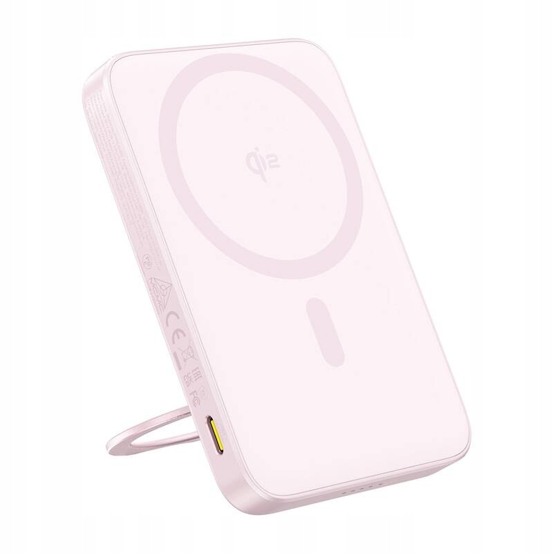Baseus Magnetická powerbanka PicoGo Qi2 s podstavcem 5000 mAh 20 W růžová