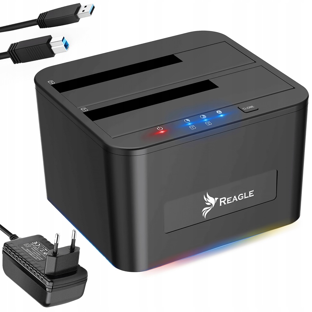 Klonovací Dokovací Stanice Pro Disky Sata 2x 2,5" 3,5" Ssd Hdd Usb 3.2 Pouzdro