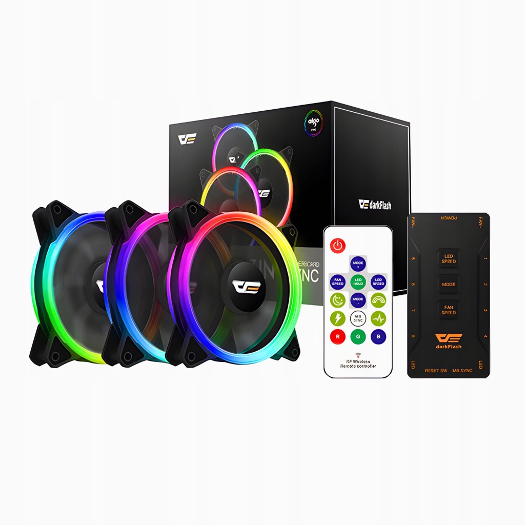 Sada 3 ventilátorů darkFlash DR12 Pro 120 mm Rgb ovladač Pilot Gaming