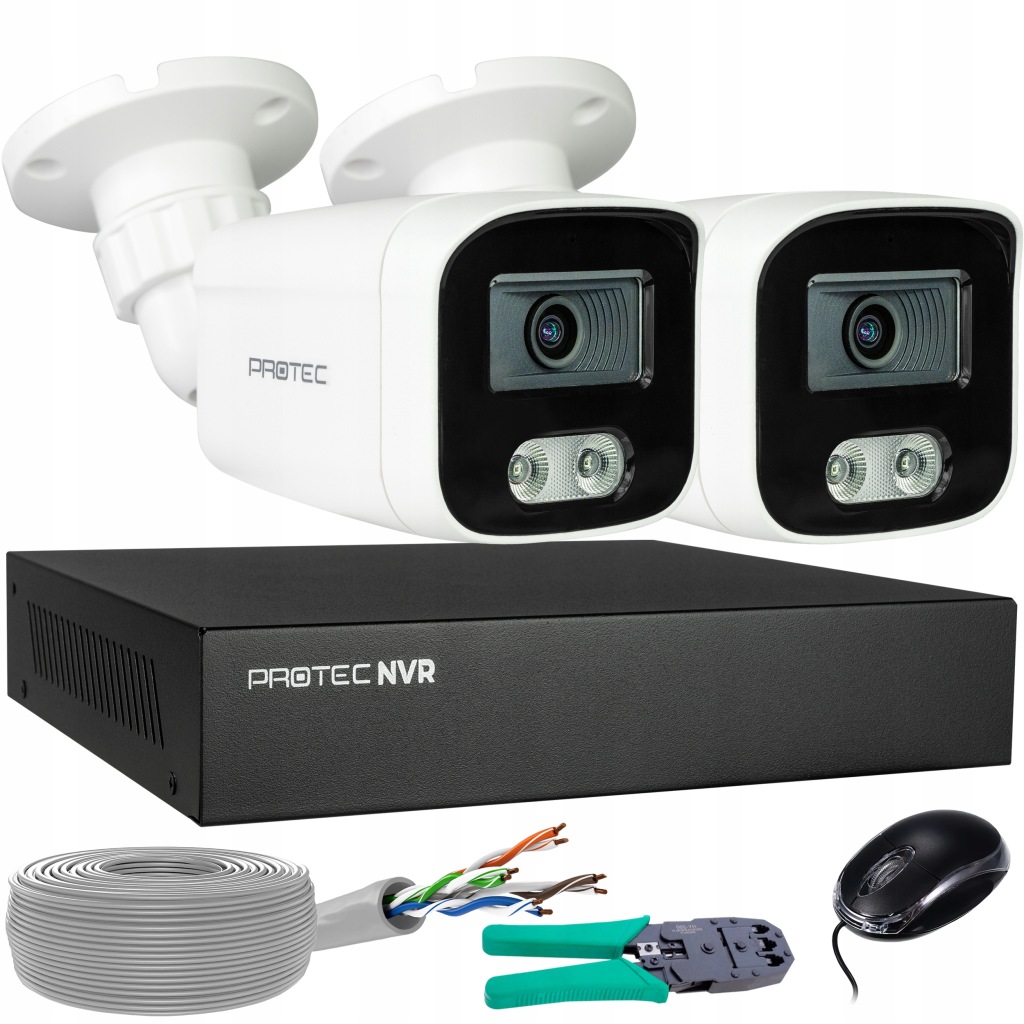 Monitorovací sada 2 Ip kamery 8MP PoE Mikrofon Detekce lidí bez hdd