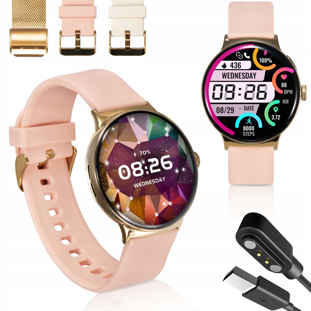 Zdjęcie okazji: Smartwatch Zegarek Damski Amoled Watch Menu Pl Rozmowy Sport 3 Paski