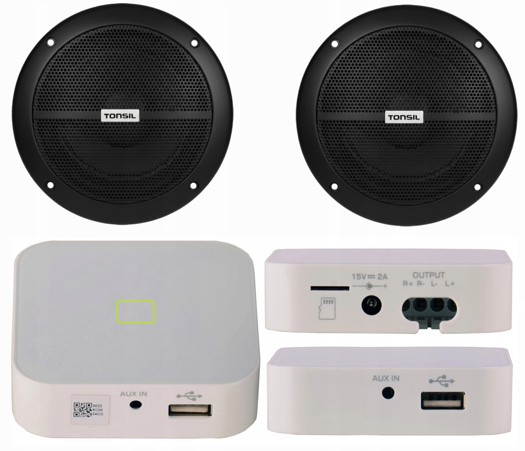 Sada: 2x stropní reproduktor Zgsu 16/2 Černý zesilovač Tonsil WS-20 Wifi