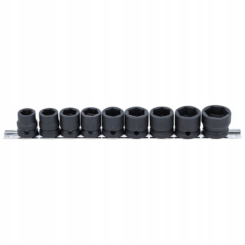 Sada 9 úderových 6-hranných plochých nástavců 13-24 mm pohon 12,5 mm (1/2")