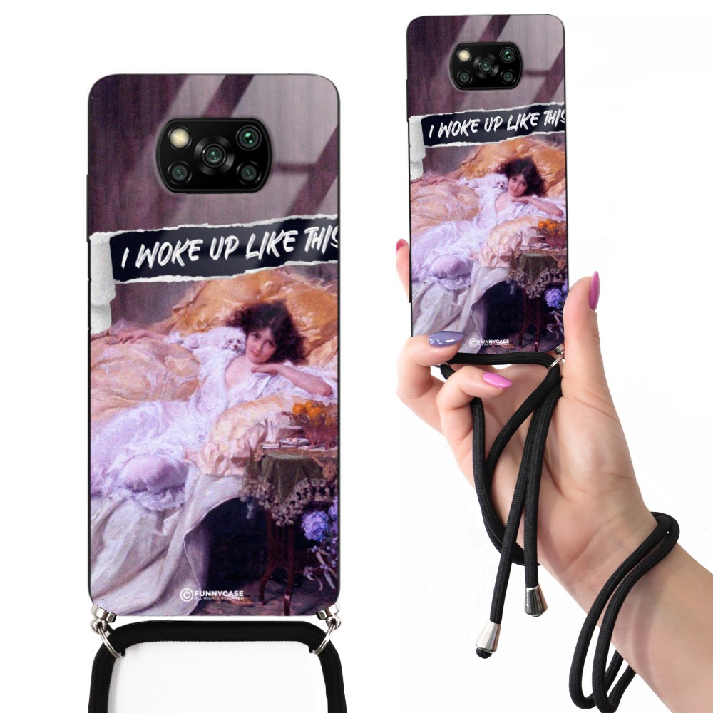 Pouzdro Pro Xiaomi Poco X3 Crossglam Černá Šňůra Moderní Elegantní Vzory
