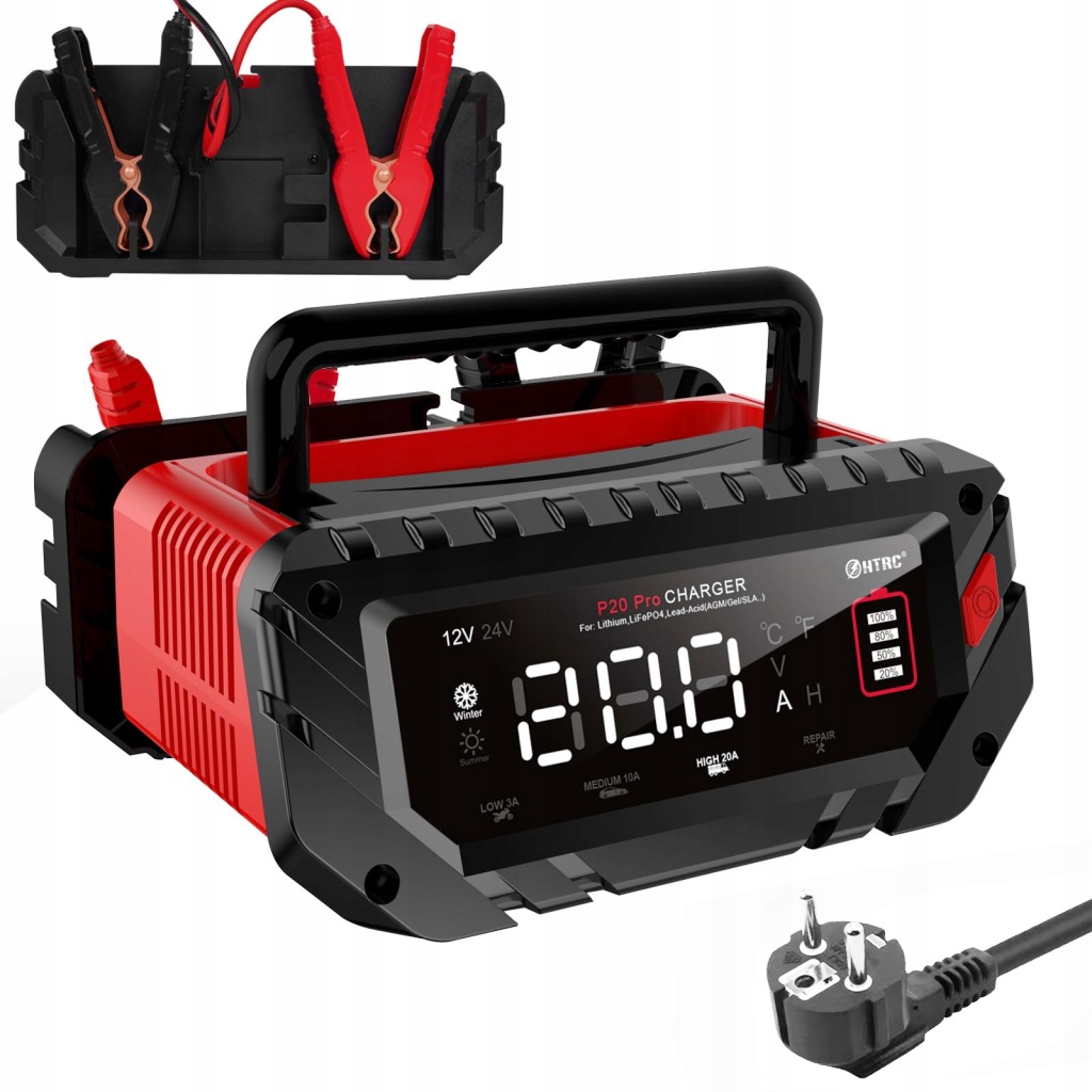 Nabíječ usměrňovač pro akumulátor Efb Gel Agm 12V 24V 20A LCD