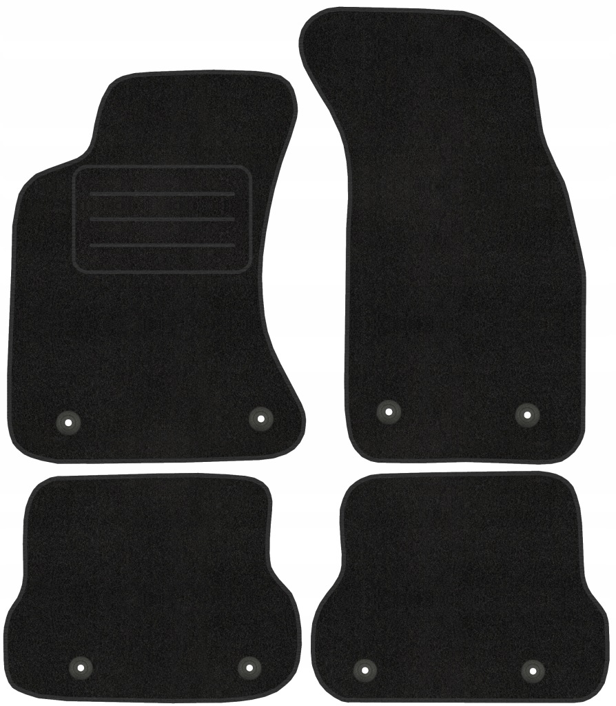 Velurové koberce Lux pro Audi A4 B5 (1994-2001) Černé, Komplet Stopky