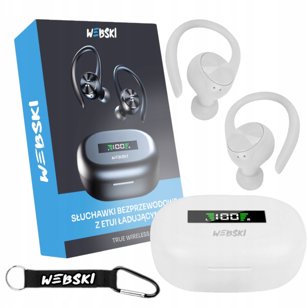 Sportovní Bílá Bezdrátová Sluchátka Za Uši Bluetooth Bt 5.0 Pouzdro