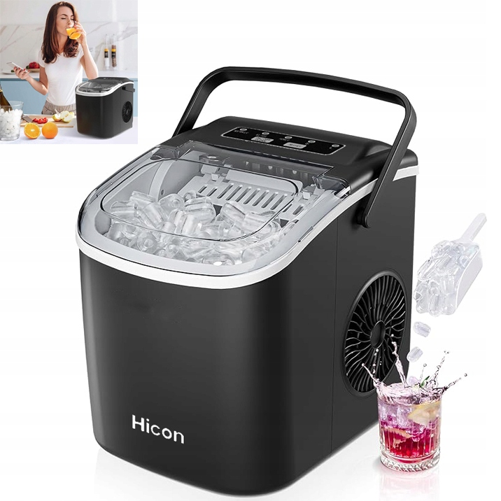 Domácí Výrobník Ledu 12 KG/24 Hodin, Express Led Na Nápoje, Černý 1,3 L