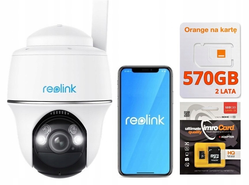Kamera Reolink Go Pt Ultra 4K 8MP 4G Lte Usb-c Sim Karta 128GB Karta