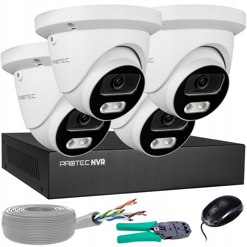 Sada pro monitorování 4 kopulovitých kamer Ip 5MPX Poe venkovní