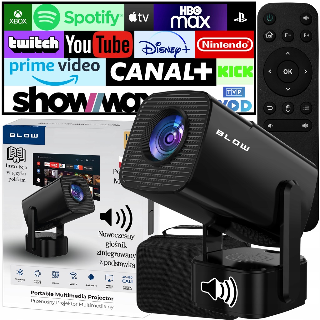 Přenosný Projektor Android Smart Tv Wifi Full Hd Pouzdro Reproduktor