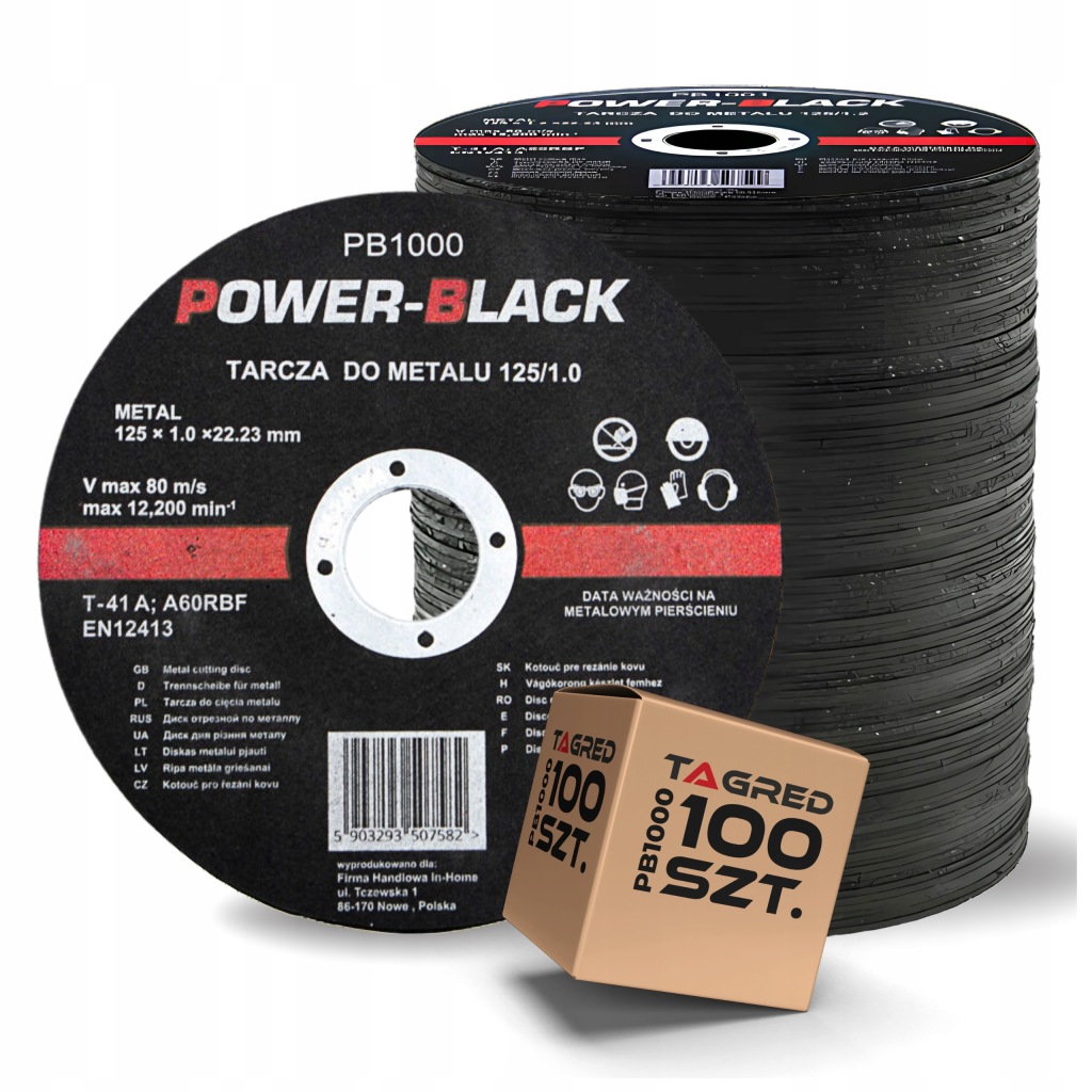 Sada 100 Ks Kotouč Na Ocel 125 × 1 MM Kov Inox 22.2 MM
