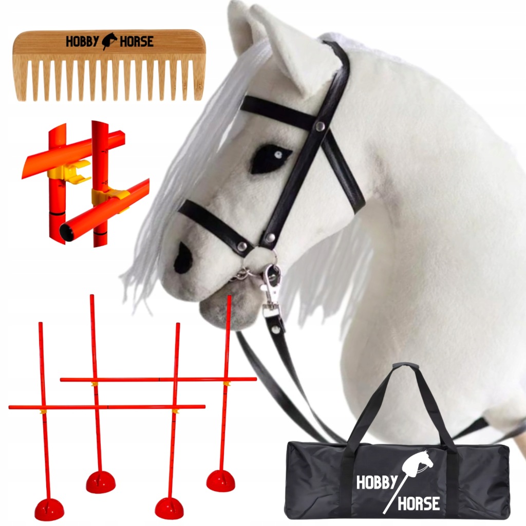 Set Hobby Horse Kůň Na Tyči A3 2x Překážka Na Skákání 120CM Hřeben