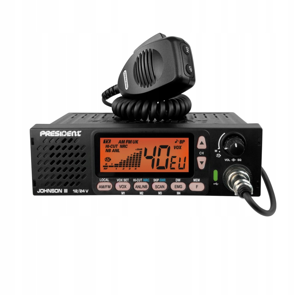 Cb Rádio President Johnson III 3 Radiotelefon Přední Reproduktor 12V 24V Din