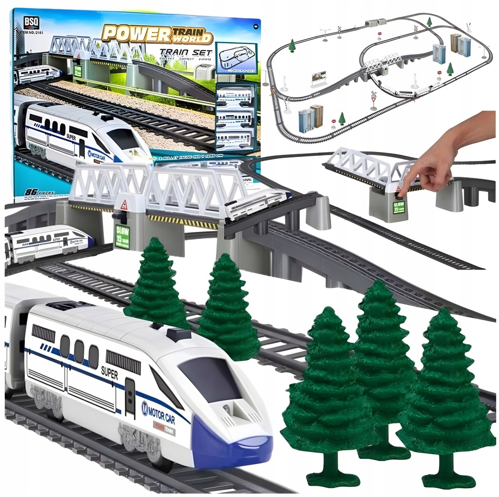 Elektrická vláčkodráha pro děti Obrovská dráha s mostem a tunelem 2 úrovně 914 cm