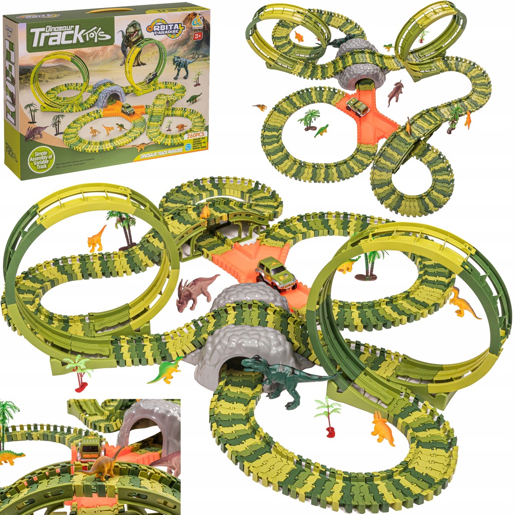 Automobilová Závodní Dráha 2x Petla Dinosaurus Dino Track Park 260el.