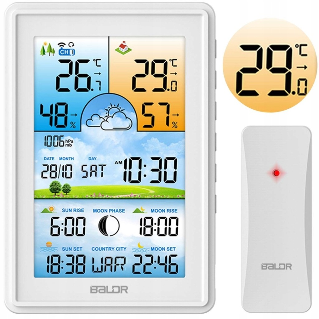 Meteorologická stanice s displejem BD-906 bílá Baldr