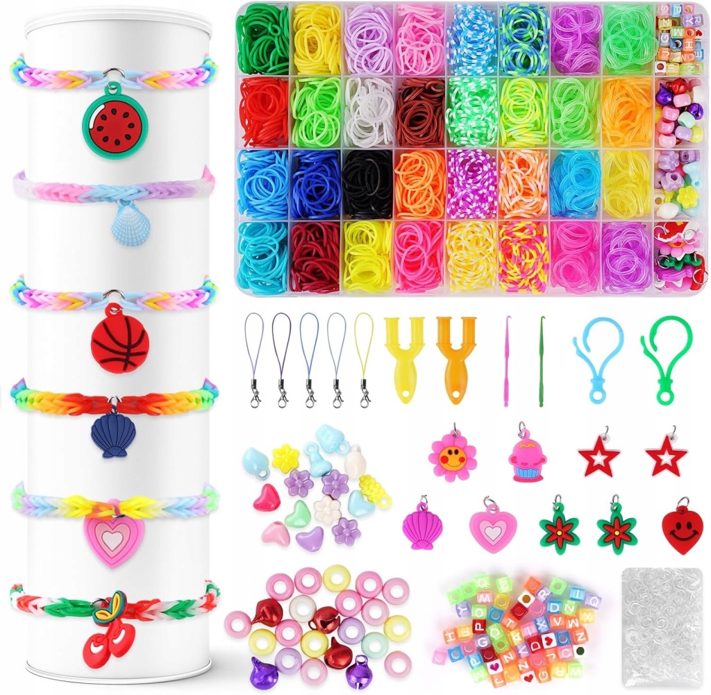 Loom Sada 2800+ gumiček Náramky Diy Děti Korálky Krabička