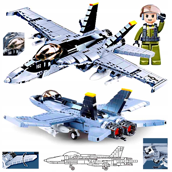 Stavebnice Stíhačka F/A-18E Hornet Letadlo Top Gun Maverick Motor Pilot