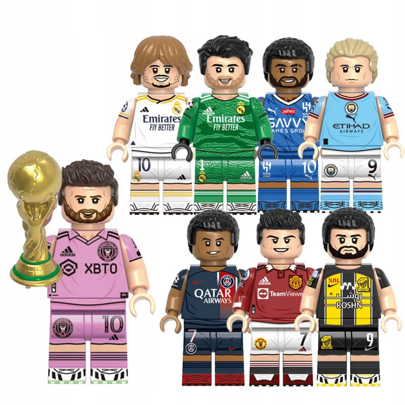 Fotbalová třída Figurky Stavebnice Benzema Haaland Modric Mbappe Messi Neymar