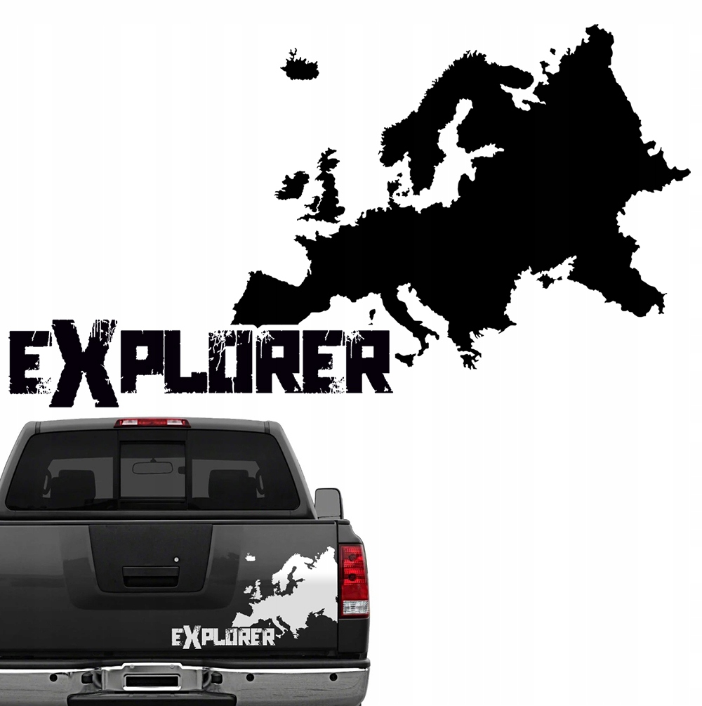 2x Nálepka Grafika na auto terénní auto Europa Explorer Mapa 50x28