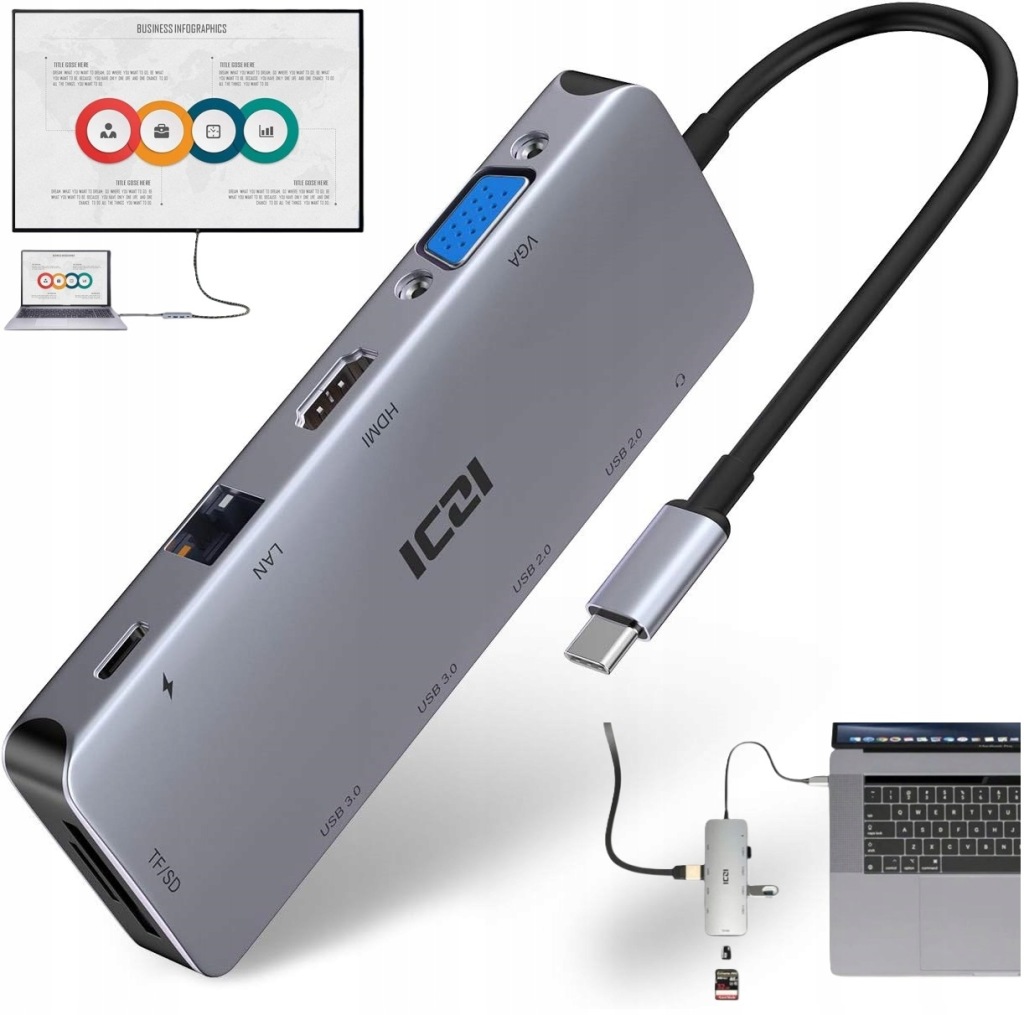 Dell Dokovací Stanice Pro Notebook Hub Usb-c 2x Hdmi Pd Dvojitý Monitor