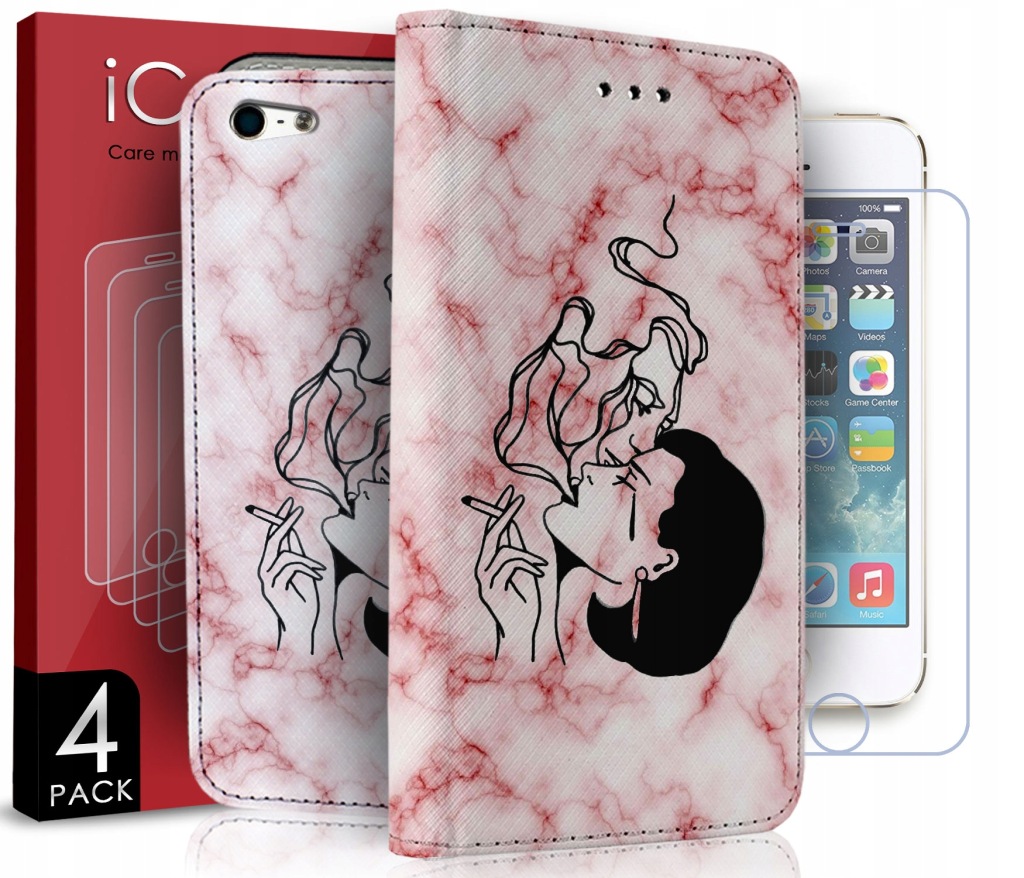 Pouzdro Pro Apple Iphone 5 5S Se Vzory Sklo x4