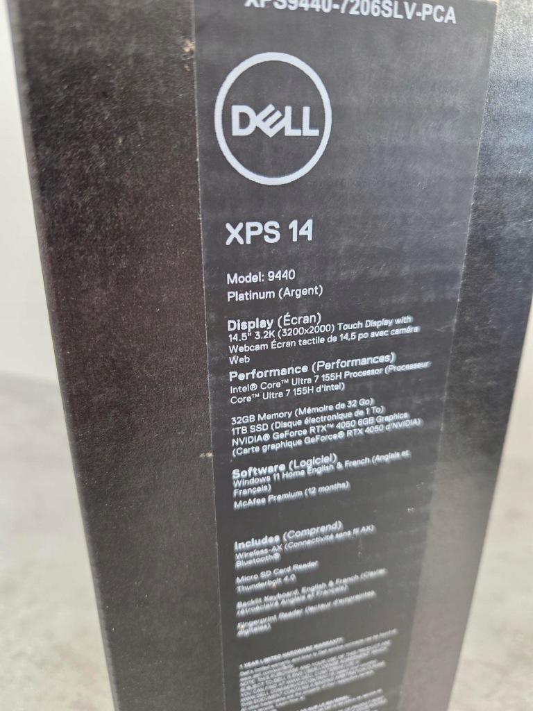 Laptop Dell XPS 9440 Ultra 7-155H 32GB 1TB SSD OLED DOTYK RTX 4050 Win11
