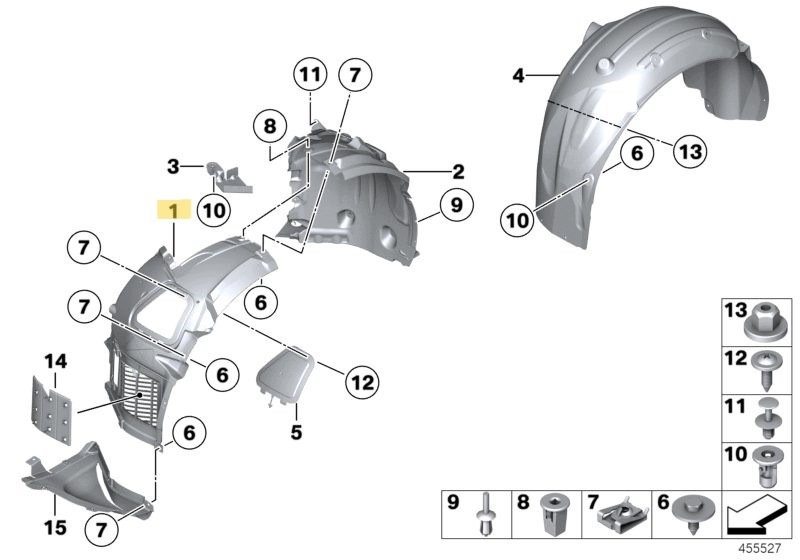 BMW 5 F10 F11 Nadkole Przednie Przód Lewe Część Przednia Nowe OE 7186727 — zdjęcie 2