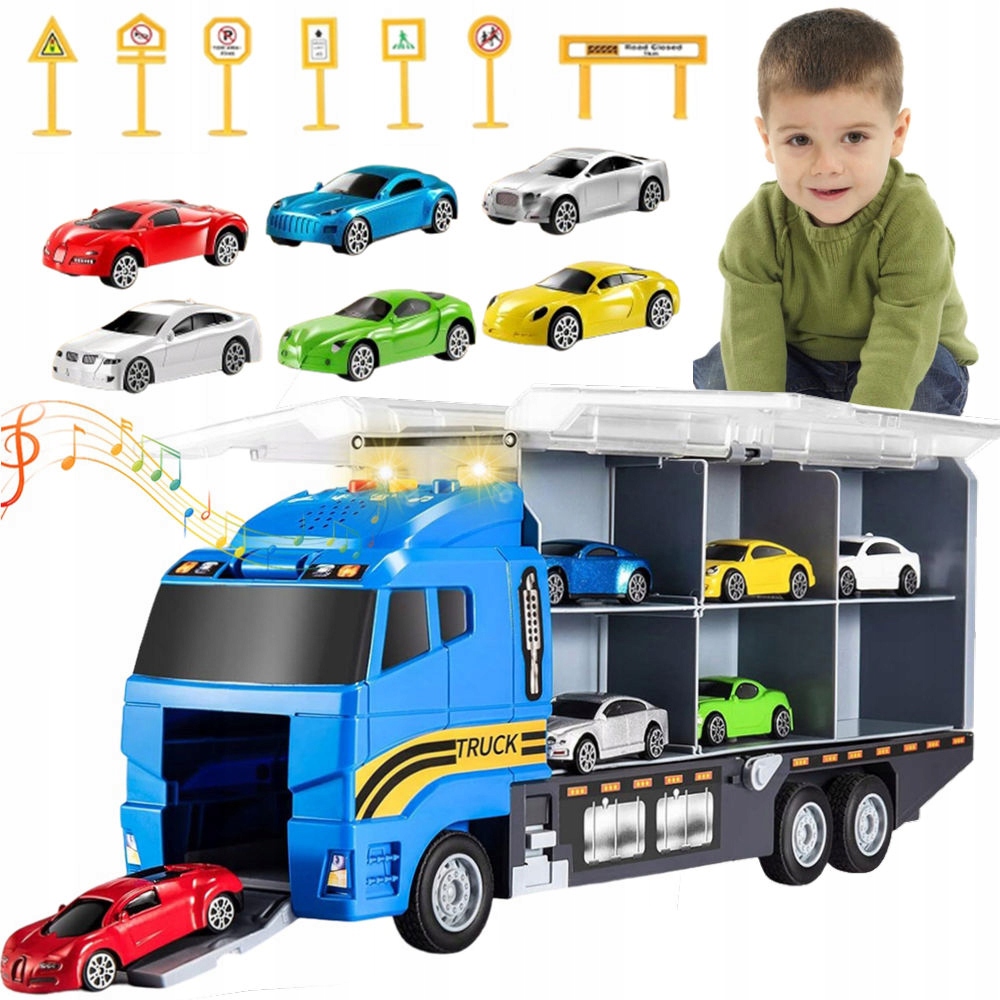 Kamion Transporter Kufřík Na Autíčka Autopřepravník 6 Autíček Se Zvukem Světlo