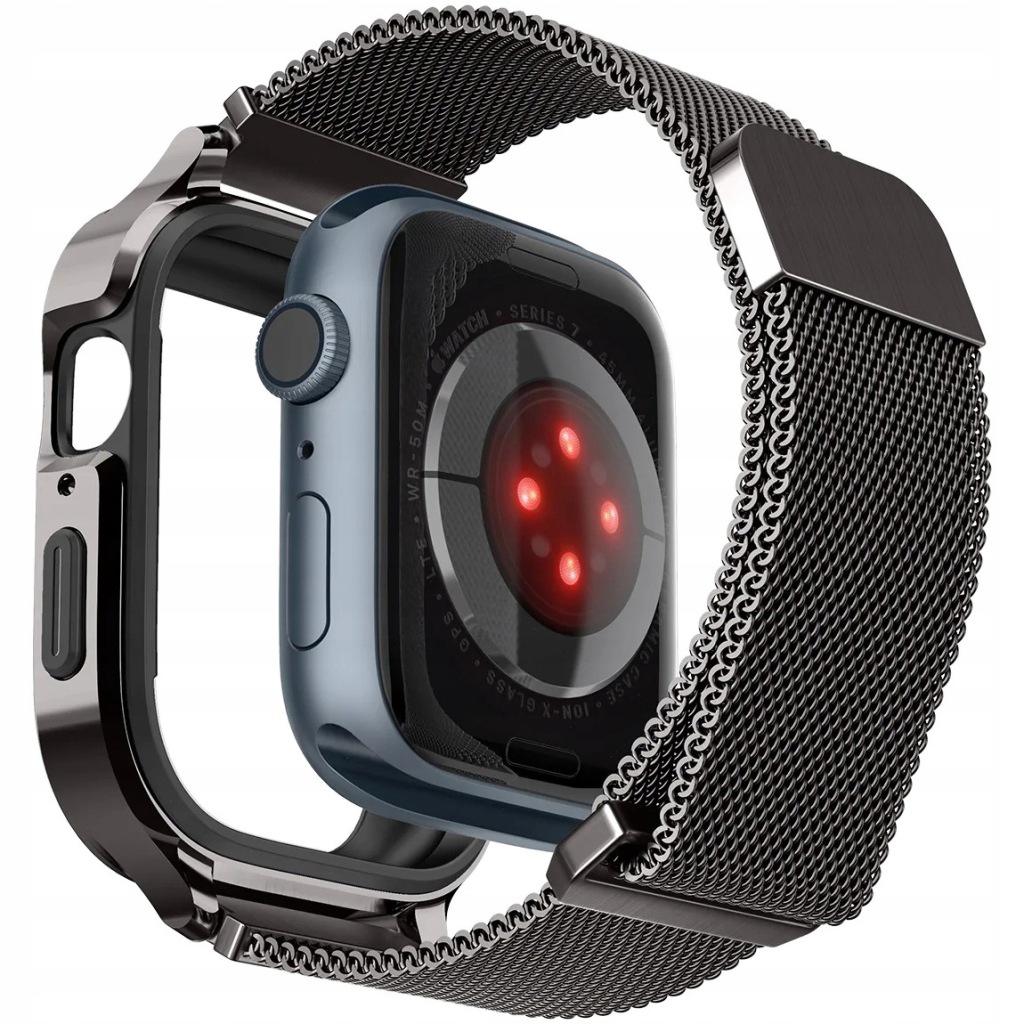 Pouzdro řemínek pro Apple Watch 9/ 8 7 45 Se 6 5 4 44, Spigen Metal