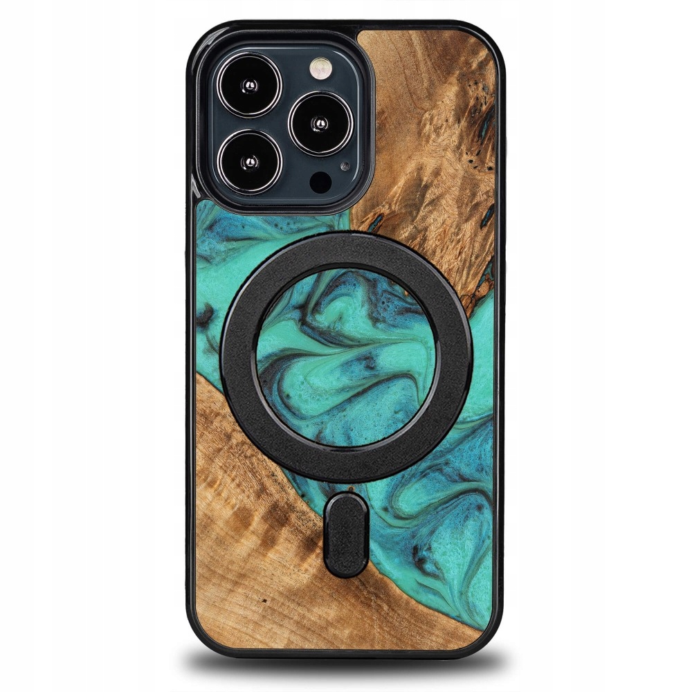 Pouzdro Bewood Unikátní pro iPhone 13 Pro tyrkysový s MagSafe