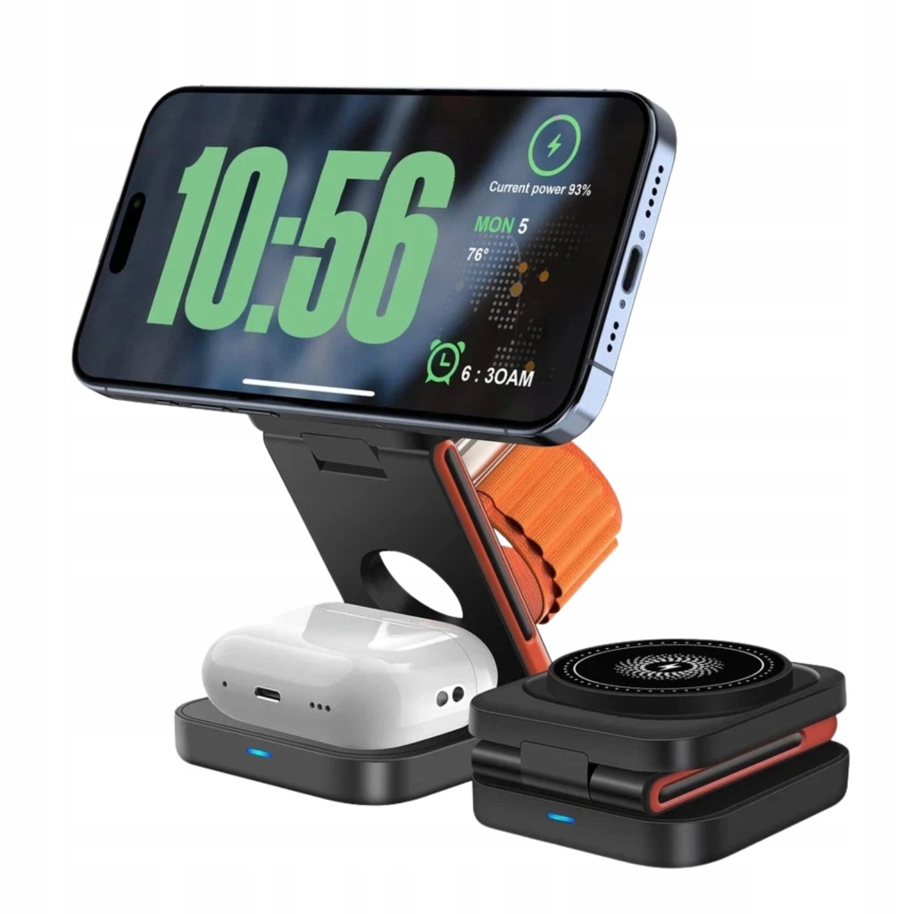 Bezdrátová Indukční Nabíječka Pro Telefon Hodinek Sluchátek 3v1 Qi 15W