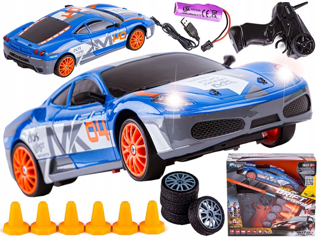 Auto na Drift, Auto Rc Drift 1:24 2,4 GHz 4WD Modré Ferrari