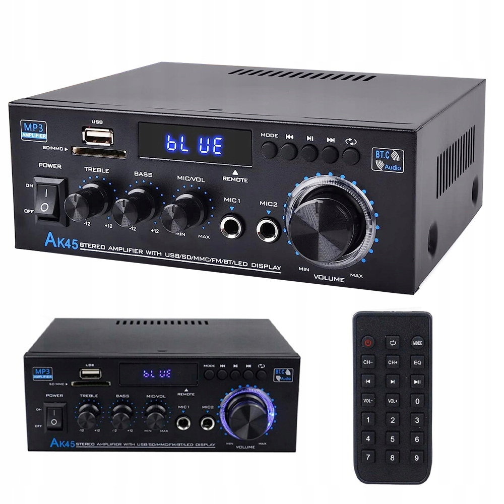 Audo Stereo Zesilovač Výkonný Bluetooth Dvoukanálový Stereo Hi-fi Fm MP3