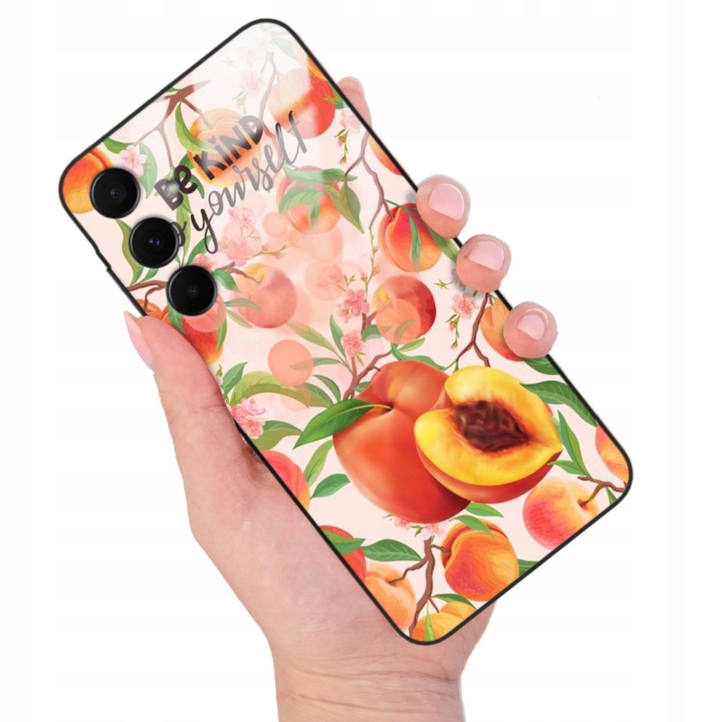 Pouzdro pro Samsung A55 5G Kryt Case Glass Skleněné Cherry Peach Módní vzory