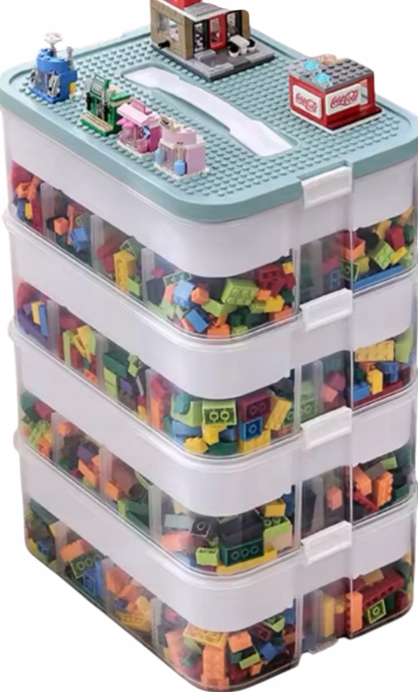 Zdjęcie okazji: Pudełko Na Klocki Pojemnik Na Lego Plastikowe Z Przegródkami 4 Poziom dosmo