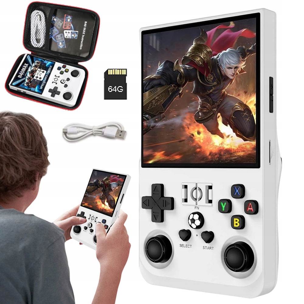 Přenosná Kapsa Konzola R36MAX 64GB 18000 Retro Her Bílá Dárek