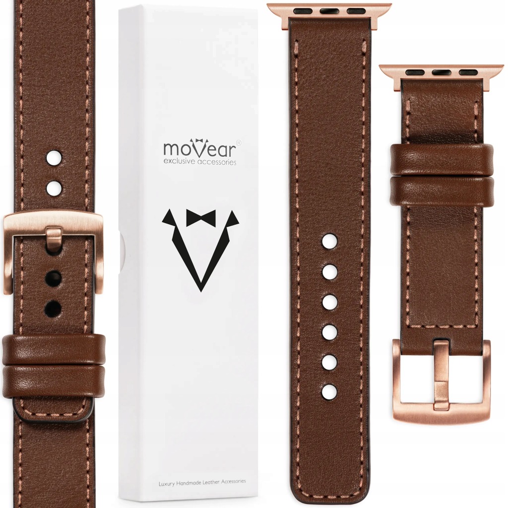 Prémiový kožený řemínek 22 mm pro Apple Watch 10 9 8 7 6 5 Se 42-40 mm Movear