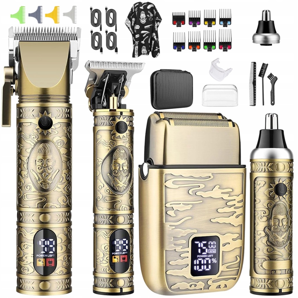 Zastřihovač Vousů Bezdrátový Set Pro Muže, Zlatý