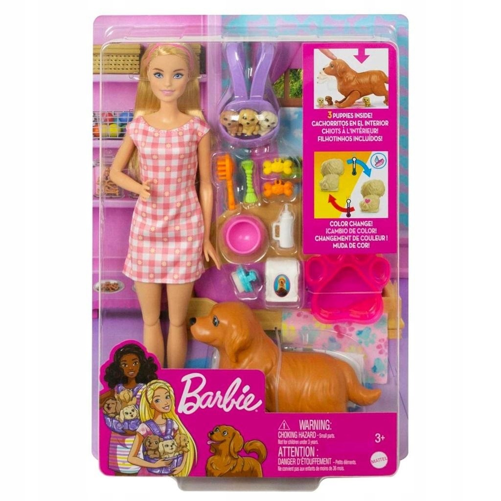 Hrací Panenka pro děti Hračky rozvíjející Barbie Narození Pejsků