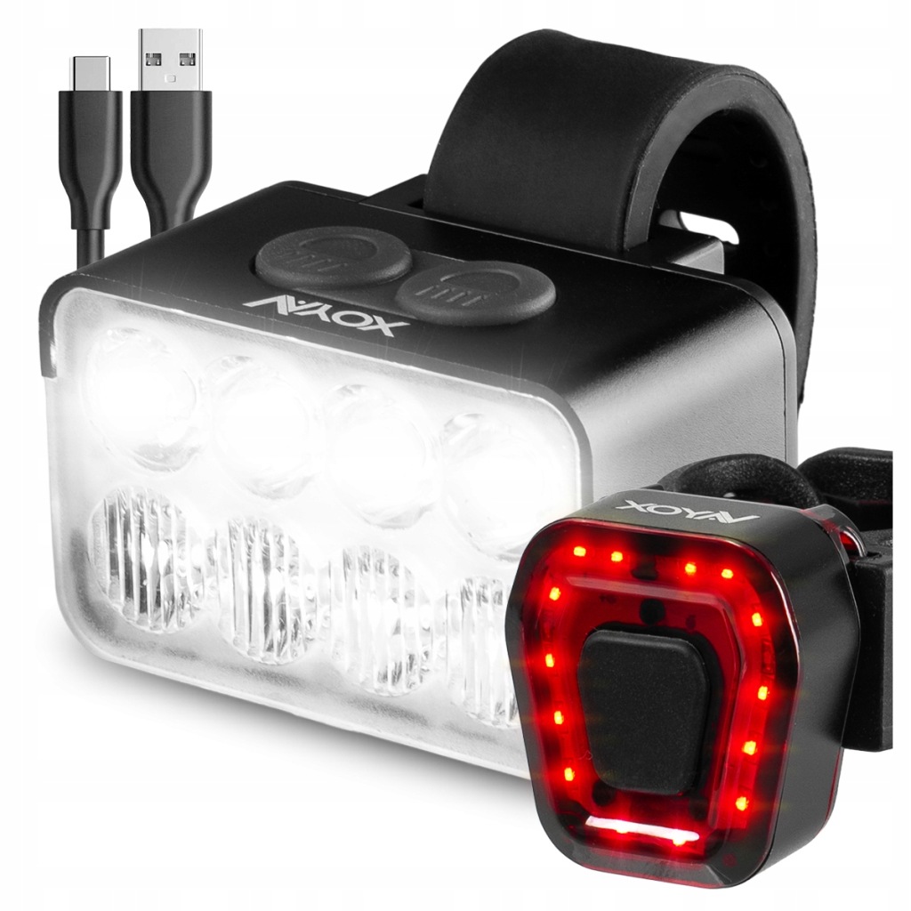 Sada Světel Na Kolo, Přední A Zadní Osvětlení Jízdního Kola Usb-c Vayox