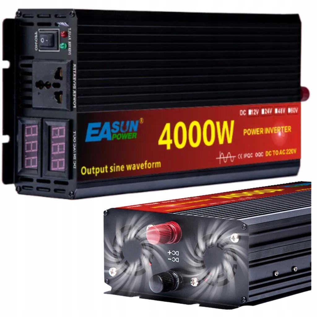 Měnič Napětí Automobilová Napětí 24V na 230V 4000W Sinus Čistá Sinusoida