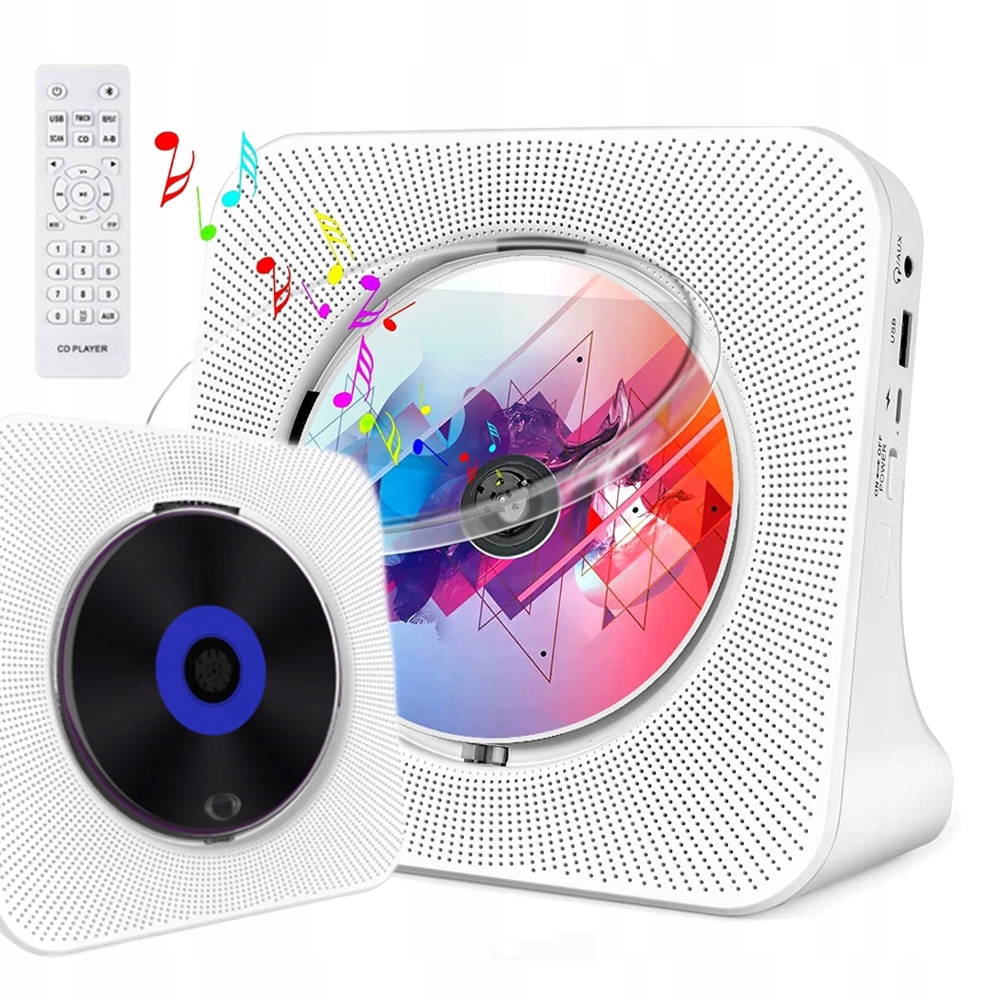 CD Přehrávač S Bluetooth Vestavěnými Duálními Hifi Reproduktory 3W Bílý