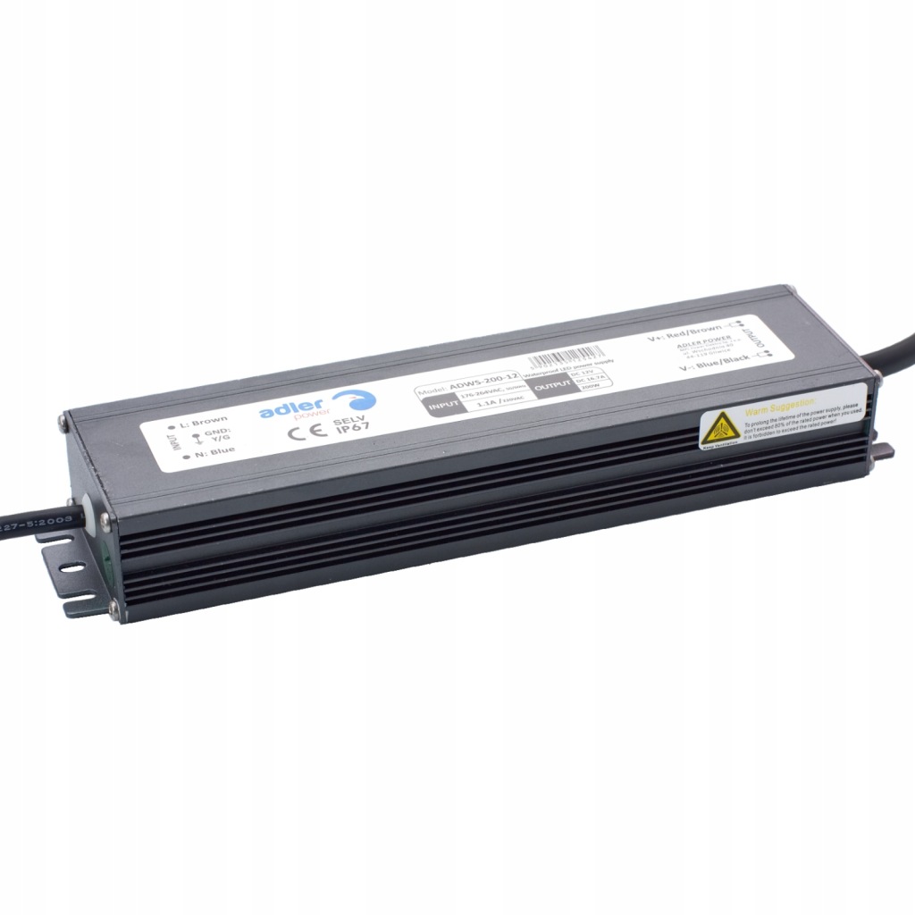 Napájecí zdroj 12V pro Led pásky 200W plochý a hermetický Adler ADWS-200-12
