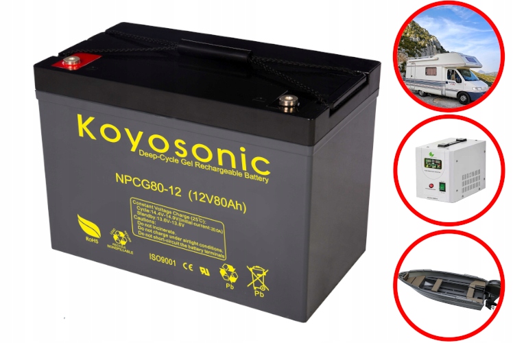 Gelový Akumulátor Gel 12V Koyosonic Npcg 80Ah Zesílená Deep Cycle 12 Let!