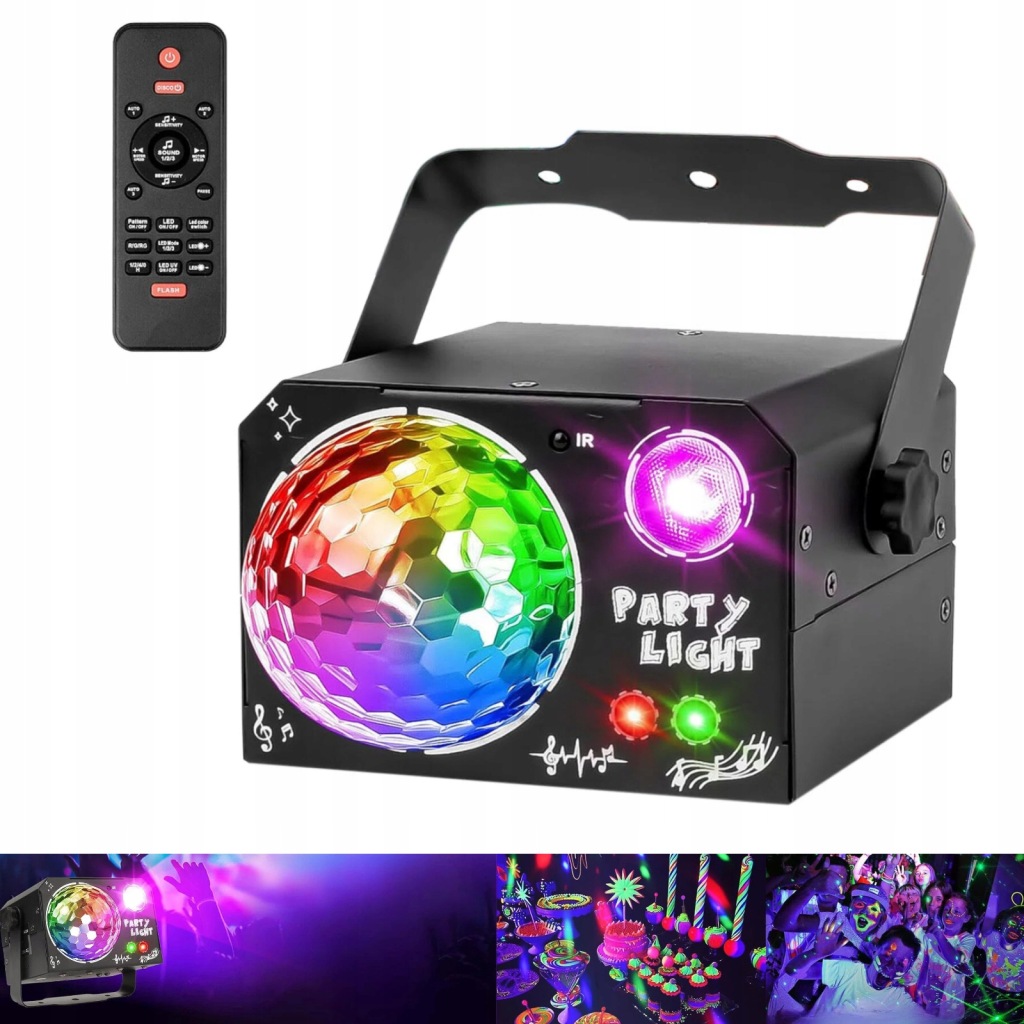 4V1 Led Světelný Efekt Disco Osvětlení Na Párty Laserová Rgb Koule Dálkové Ovládání