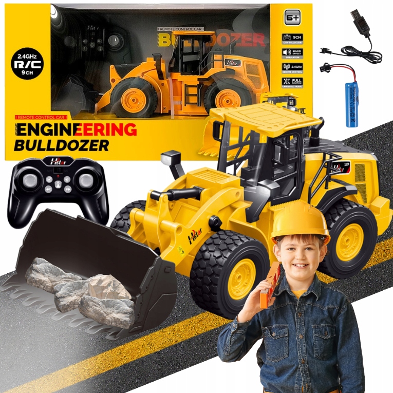 Buldozer Bagr Buldozer Auto Hračka Stavební Vozidlo R/c S Ovladačem 9CH 6+