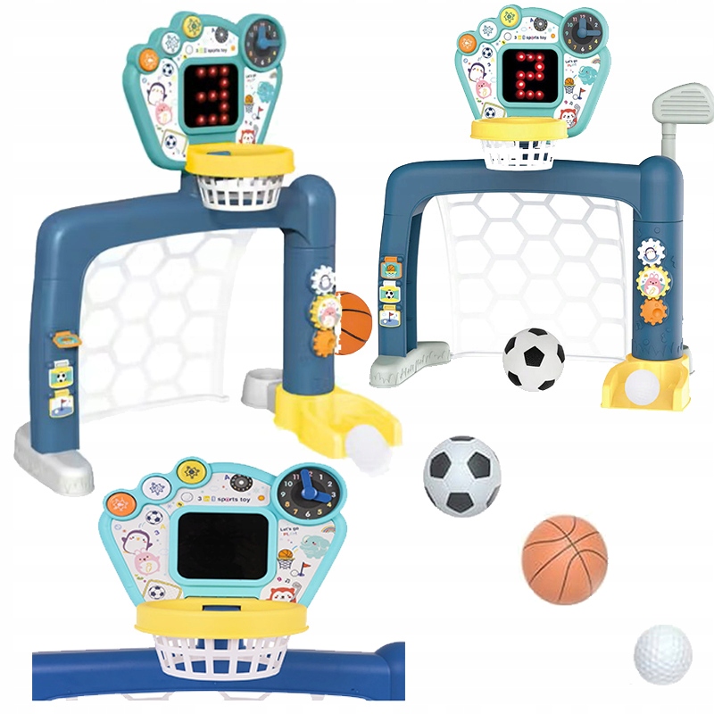 Sada Pro Děti 3V1 Interaktivní Branka Míč Basketbal Golf Centrum