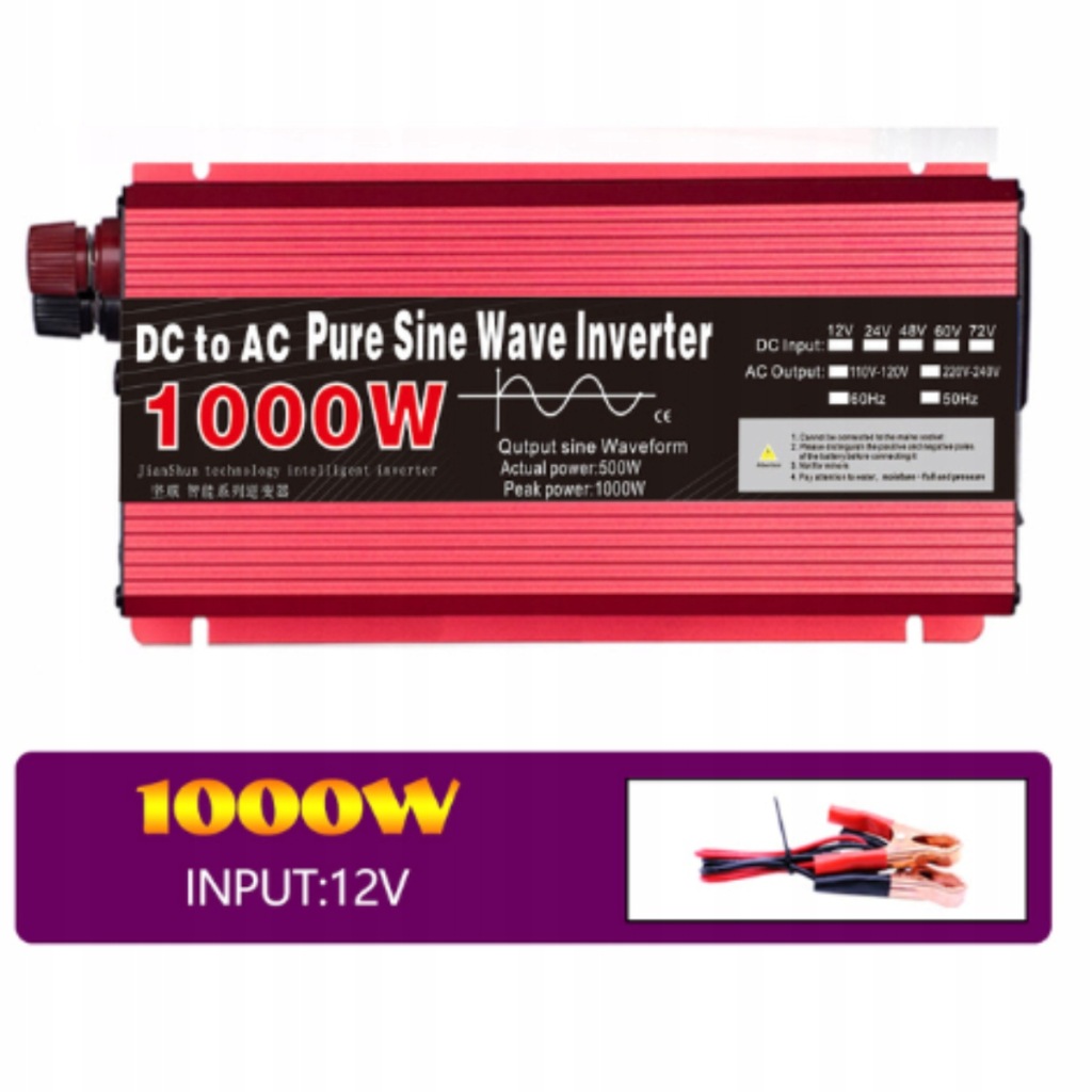 Měnič Napětí Automobilová 12V 230V 1000W Sinus Proud